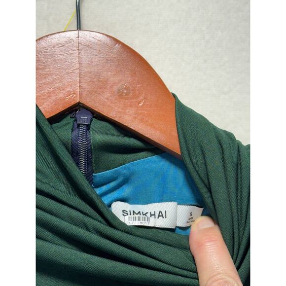 SIMKHAI Aldina Jersey Stretch Maxi Dress Blue Green Ombre, Size S Retails $645 - Picture 9 of 13